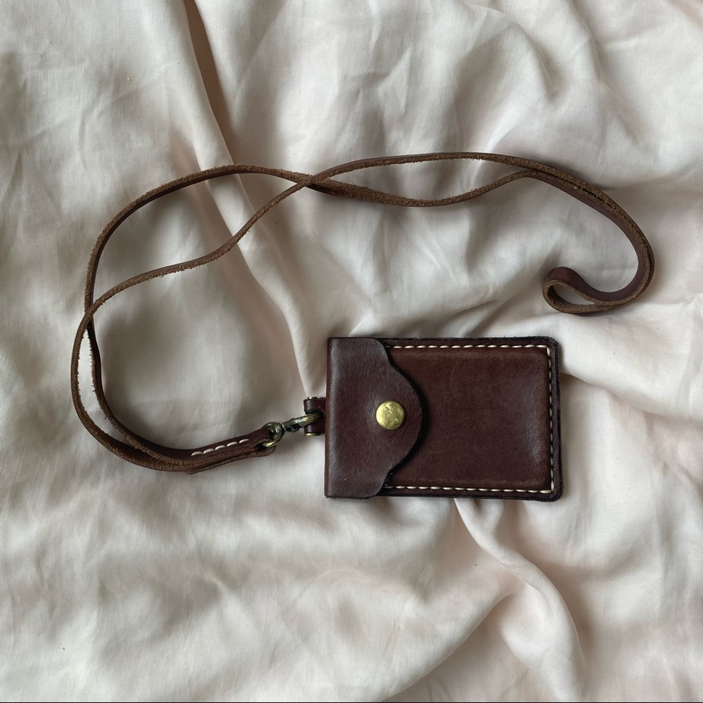 leather cardholder with strap